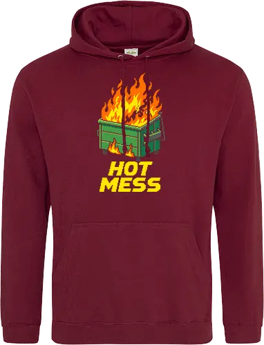 Hot Mess Dumpster Fire - Funny Retro Pixel Art