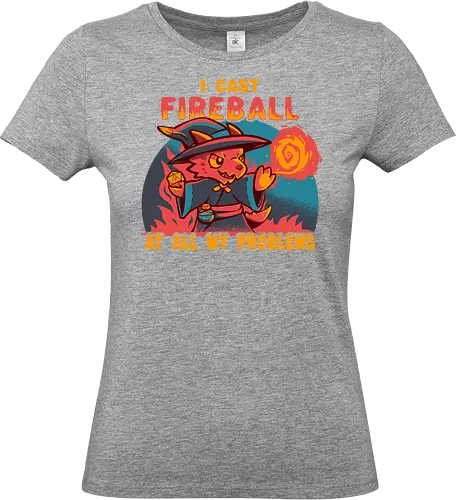 I Cast Fireball at all my problems - Pen and Paper, Kobold, d20, Würfel, d1, Würfelwurf, Tabletop, niedlich, trauriger Kobold, Feuerball, Zauber, Fantasy, Memes, Meme, lustig - Standard T-Shirt (Women)