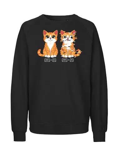 Error Cat - geek, glitch, digital, tech, humor, aesthetic, cyber, pixel, coding, programmer, developer, tech humor, glitch art, digital art, internet culture, nerd, minimal, modern, streetwear, design, creative, error, system glitch, futuristic - Fairtrade Sweatshirt