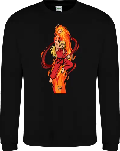 Ken: Flaming Shoryuken - Ken Masters, Beat em up, Shoryuken, flaming dragon punch, retro gaming apparel, arcade fighting game - Sweatshirt