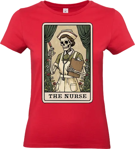 The Nurse Tarot Card - tarot, astrology, halloween, horror, magic, medical, nurse, nursing, occult, spooky, tarot card, tarot deck, the nurse, witch, witchcraft - Standard T-Shirt (Women)