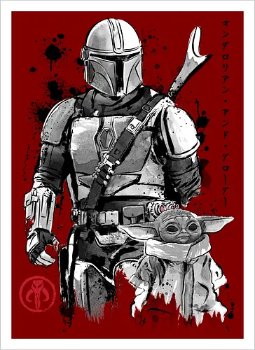 The bounty hunter and the child sumi e - series, television, bounty hunter, Bounty Hunter, japanese art, japan, sumi e - Artprint