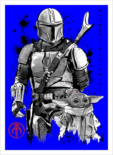 The bounty hunter and the child sumi e - series, television, bounty hunter, Bounty Hunter, japanese art, japan, sumi e - Artprint