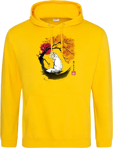 White kitsune sumi e