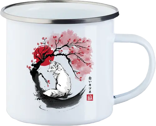 White kitsune sumi e