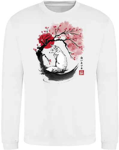 White kitsune sumi e