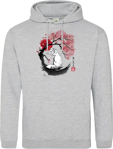 White kitsune sumi e