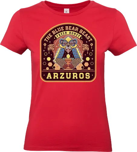 Arzuros Honey Emblem - arzuros, hunting, monster hunter stories 3, monster hunter world, gamer, gaming, video games, iceborne, palico, wyvern, felyne, monster hunter rise, monster hunter wilds, pukei pukei - Standard T-Shirt (Women)