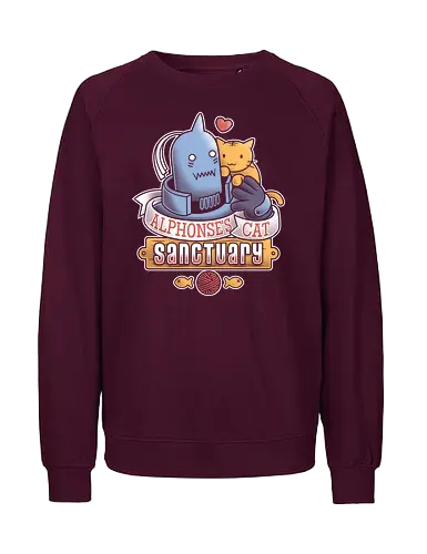 Alphonses Katzenheiligtum - Alphonse Elric Kunst, Fullmetal Alchemist, Katzenheiligtum, Al Katzen, Anime Shirt, Otaku Kultur, Kawaii Anime, süßer Streetwear, Geek Geschenk, Alphonse Rüstung, FMA Shirt, Anime Katzen, süßes dunkles Anime, Alphonse Chibi, Manga Katzenliebe - Fairtrade Sweatshirt