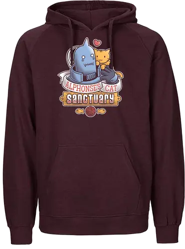 Alphonses Katzenheiligtum - Alphonse Elric Kunst, Fullmetal Alchemist, Katzenheiligtum, Al Katzen, Anime Shirt, Otaku Kultur, Kawaii Anime, süßer Streetwear, Geek Geschenk, Alphonse Rüstung, FMA Shirt, Anime Katzen, süßes dunkles Anime, Alphonse Chibi, Manga Katzenliebe - Fairtrade Hoodie