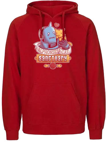 Alphonses Katzenheiligtum - Alphonse Elric Kunst, Fullmetal Alchemist, Katzenheiligtum, Al Katzen, Anime Shirt, Otaku Kultur, Kawaii Anime, süßer Streetwear, Geek Geschenk, Alphonse Rüstung, FMA Shirt, Anime Katzen, süßes dunkles Anime, Alphonse Chibi, Manga Katzenliebe - Fairtrade Hoodie