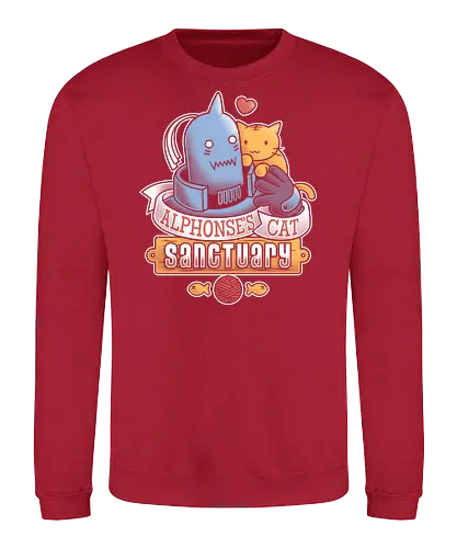 Alphonses Katzenheiligtum - Alphonse Elric Kunst, Fullmetal Alchemist, Katzenheiligtum, Al Katzen, Anime Shirt, Otaku Kultur, Kawaii Anime, süßer Streetwear, Geek Geschenk, Alphonse Rüstung, FMA Shirt, Anime Katzen, süßes dunkles Anime, Alphonse Chibi, Manga Katzenliebe - Sweatshirt