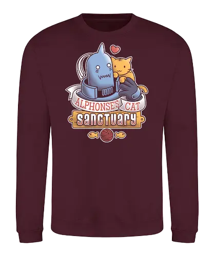 Alphonses Katzenheiligtum - Alphonse Elric Kunst, Fullmetal Alchemist, Katzenheiligtum, Al Katzen, Anime Shirt, Otaku Kultur, Kawaii Anime, süßer Streetwear, Geek Geschenk, Alphonse Rüstung, FMA Shirt, Anime Katzen, süßes dunkles Anime, Alphonse Chibi, Manga Katzenliebe - Sweatshirt