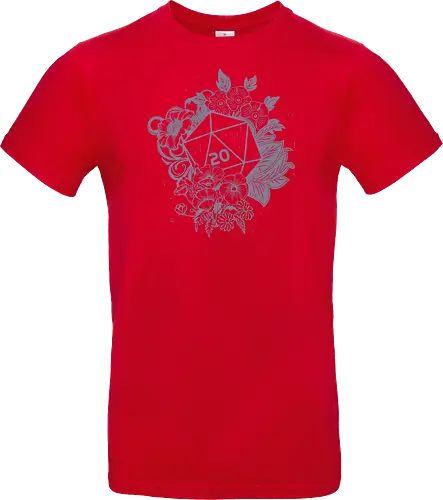 D20 Linocut - D20, Pen & Paper, Rollenspiel, Nerd, Pathfinder, Cthulu, Floral, Pen and Paper, Würfelspiele, Boardgames, Brettspiele, Fantasy, Drachen - Standard T-Shirt