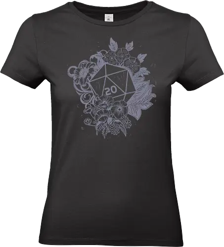 D20 Linocut - D20, Pen & Paper, Rollenspiel, Nerd, Pathfinder, Cthulu, Floral, Pen and Paper, Würfelspiele, Boardgames, Brettspiele, Fantasy, Drachen - Standard T-Shirt (Women)