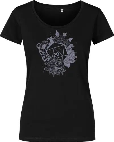 D20 Linocut - D20, Pen & Paper, Rollenspiel, Nerd, Pathfinder, Cthulu, Floral, Pen and Paper, Würfelspiele, Boardgames, Brettspiele, Fantasy, Drachen - Women T-Shirt