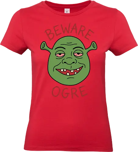 Beware the Ogre: Stoned Monster Edition - beware the ogre, funny ogre shirt, stoner humor, swamp lifestyle, satire pop culture, dank meme apparel, ironic fan art, funny cartoon parody, Monster meme - Standard T-Shirt (Women)