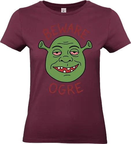 Beware the Ogre: Stoned Monster Edition - beware the ogre, funny ogre shirt, stoner humor, swamp lifestyle, satire pop culture, dank meme apparel, ironic fan art, funny cartoon parody, Monster meme - Standard T-Shirt (Women)