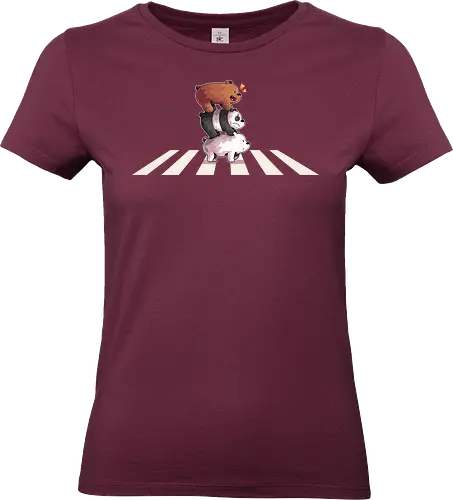 The Bear Road - bear, we bare bears, baby panda, panda, polar, cartoon, cartoon network, cute, abbey road, rock, music - Standard T-Shirt (Women)