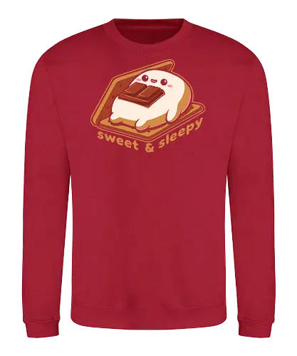 Cute Smore Sleepy - smore, autumn, winter, bonfire, chocolate, marshmallow, nature, camping, adventure, comfy, food, sleep, tired, Sweet, Cute, Fun, Funny - Sweatshirt