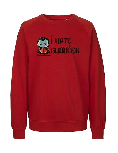 I hate summer - vampire, cute, summer, summertime, anti summer, kawai, funny - Fairtrade Sweatshirt
