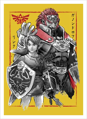 The hero and the evil sumi e