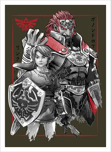 The hero and the evil sumi e