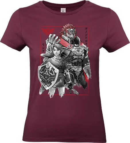 The hero and the evil sumi e - video games, gamer, gaming, sumi e, retro, cute, japanese art, Princess - Standard T-Shirt (Women)