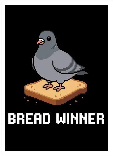 Pixel Art Pigeon on Bread - Funny Retro City Bird