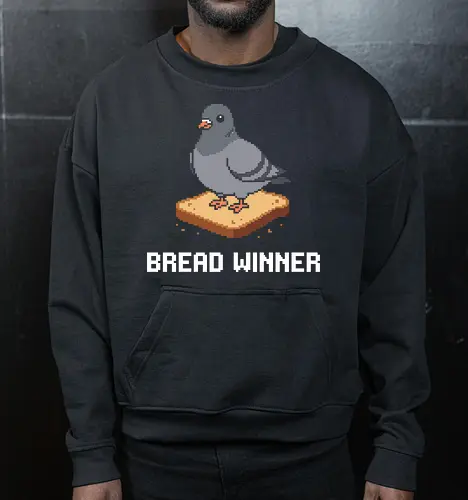 Pixel Art Pigeon on Bread - Funny Retro City Bird