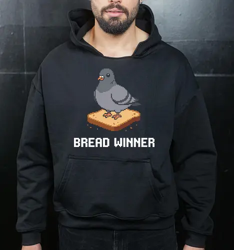 Pixel Art Pigeon on Bread - Funny Retro City Bird