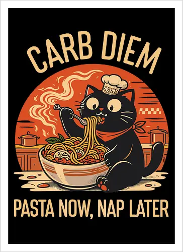 Schwarze Katze Pasta Retro Design