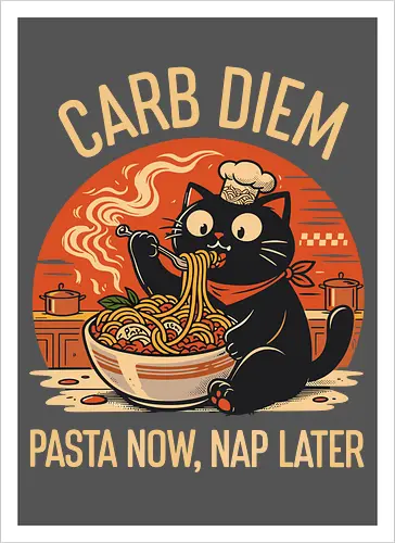 Schwarze Katze Pasta Retro Design