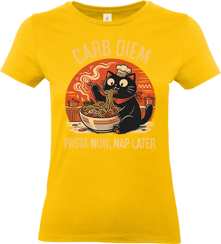 Schwarze Katze Pasta Retro Design - Katze, Pasta, lustig, Retro, Vintage, Nudel, Katzenliebhaber, Essen, Humor, Geek, Nerd, Geschenk, Italienisch, Foodie, T-Shirt - Standard T-Shirt (Women)
