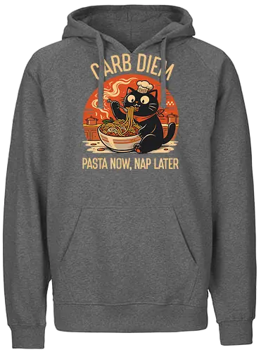Schwarze Katze Pasta Retro Design - Katze, Pasta, lustig, Retro, Vintage, Nudel, Katzenliebhaber, Essen, Humor, Geek, Nerd, Geschenk, Italienisch, Foodie, T-Shirt - Fairtrade Hoodie