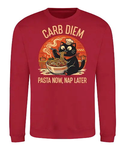 Schwarze Katze Pasta Retro Design - Katze, Pasta, lustig, Retro, Vintage, Nudel, Katzenliebhaber, Essen, Humor, Geek, Nerd, Geschenk, Italienisch, Foodie, T-Shirt - Sweatshirt