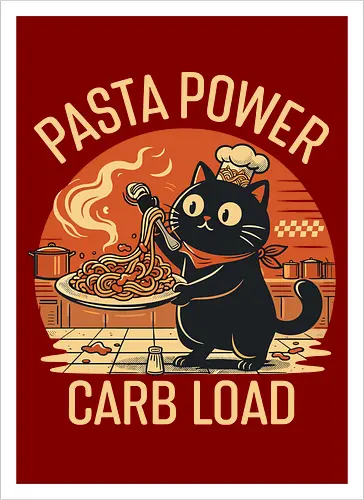 Lustige Katze Carb Load Retro Design