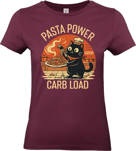 Lustige Katze Carb Load Retro Design - Pasta, Katze, lustig, Retro, Vintage, Nudeln, Humor, Essen, Katzenfan, Geschenkidee, Food Lover, Geek Style, Italien, Koch, Shirt - Standard T-Shirt (Women)