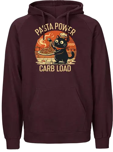 Lustige Katze Carb Load Retro Design - Pasta, Katze, lustig, Retro, Vintage, Nudeln, Humor, Essen, Katzenfan, Geschenkidee, Food Lover, Geek Style, Italien, Koch, Shirt - Fairtrade Hoodie