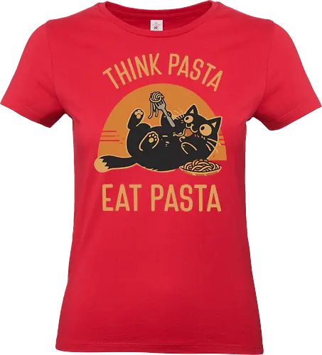 Süße Schwarze Katze Retro Design - Katze, Pasta, süß, lustig, Retro, Vintage, Essen, Nudeln, Katzenmotiv, Humor, Geschenk, Foodie, Geek, Nerd, Sticker - Standard T-Shirt (Women)