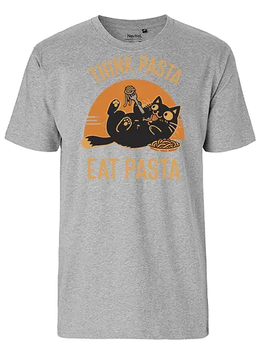 Süße Schwarze Katze Retro Design - Katze, Pasta, süß, lustig, Retro, Vintage, Essen, Nudeln, Katzenmotiv, Humor, Geschenk, Foodie, Geek, Nerd, Sticker - Fairtrade T-Shirt