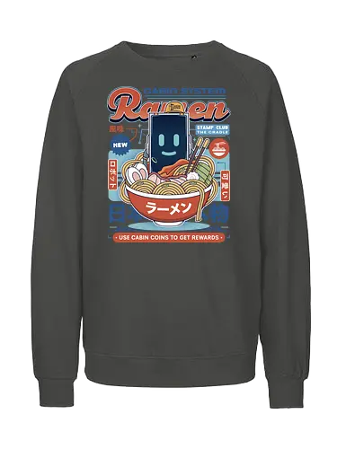 Cabin Coins Ramen Vintage - pragmata, diana, hugh, cabin coins, stamp, robot, space, gaming, gamer, video game, lunar, moon, astronaut, science fiction, ramen - Fairtrade Sweatshirt