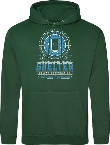 Cabin Coins Stamp Club Emblem - pragmata, diana, hugh, cabin coins, stamp, robot, space, gaming, gamer, video game, lunar, moon, astronaut, science fiction - Standard Hoodie
