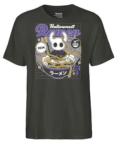 Hallownest Ramen Aesthetic - Bug Knight, hallownest, grub, the knight, hollow, knight, hornet, ramen, bugs, indie game, shade, gamer, gaming, video games, pale king - Fairtrade T-Shirt