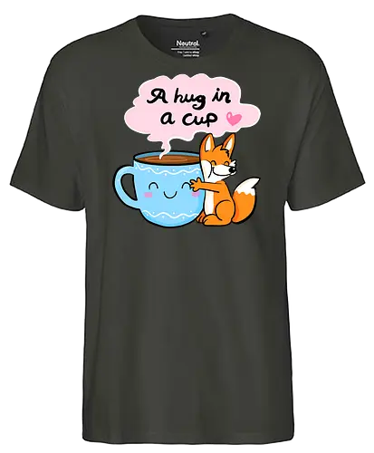 A hug in a cup 2 - Fuchs, Tee, Kaffee, Tea, coffee, hug - Fairtrade T-Shirt