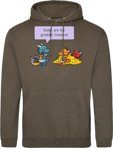 Books are the greatest treasure - Books, Bücher, Dragons, Drache, Dragon, Fantasy - Standard Hoodie