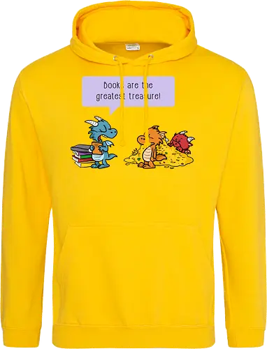 Books are the greatest treasure - Books, Bücher, Dragons, Drache, Dragon, Fantasy - Standard Hoodie