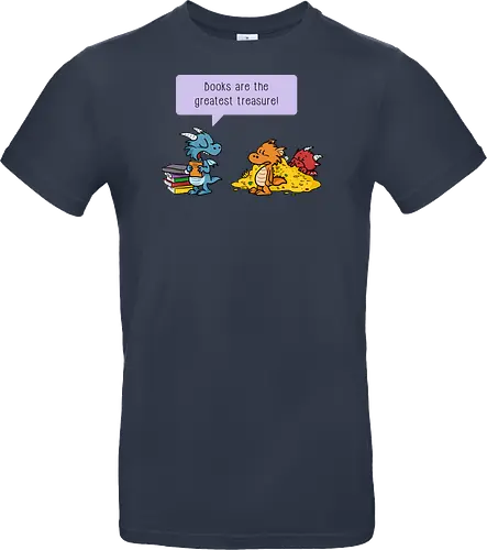 Books are the greatest treasure - Books, Bücher, Dragons, Drache, Dragon, Fantasy - Standard T-Shirt