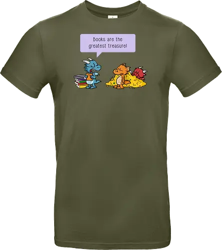 Books are the greatest treasure - Books, Bücher, Dragons, Drache, Dragon, Fantasy - Standard T-Shirt