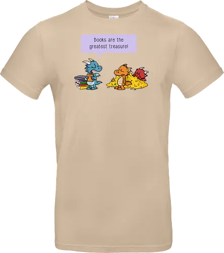 Books are the greatest treasure - Books, Bücher, Dragons, Drache, Dragon, Fantasy - Standard T-Shirt
